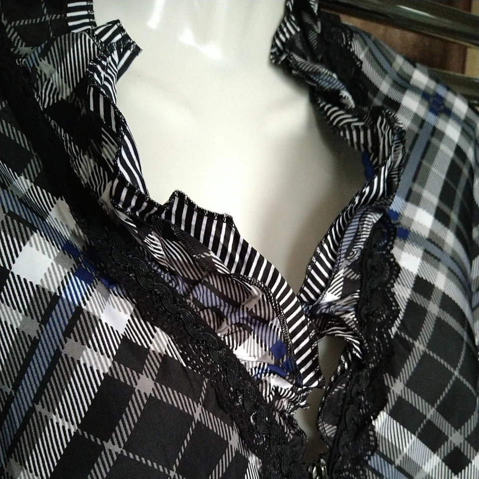 Camisa de diseñador Gerry Webber negra, blanca y azul marino con cremallera para damas talla 14/16 (42) Foto 3 de 4