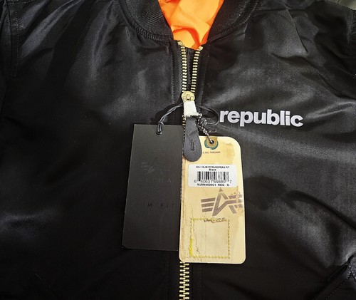 ALPHA INDUSTRIES, "REPUBLIC RECORDS" REVERSIBLE BOMBER JACKET "S",NEW - Picture 5 of 9