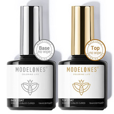 Gel Top & Base Coat Set, 2 Pcs No Wipe Clear, Long-Lasting Soak-Off for Gel Nail