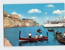 Postcard View of Grand Harbour showing Maltese Dghajsa, Malta