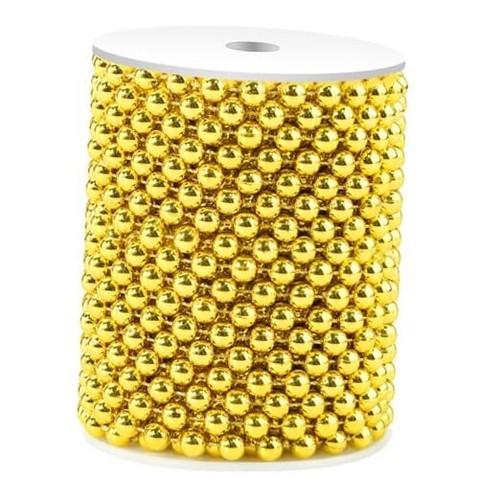 53 Feet Christmas Tree Beads Garland, 8mm Artificial Gold Beaded Garland for