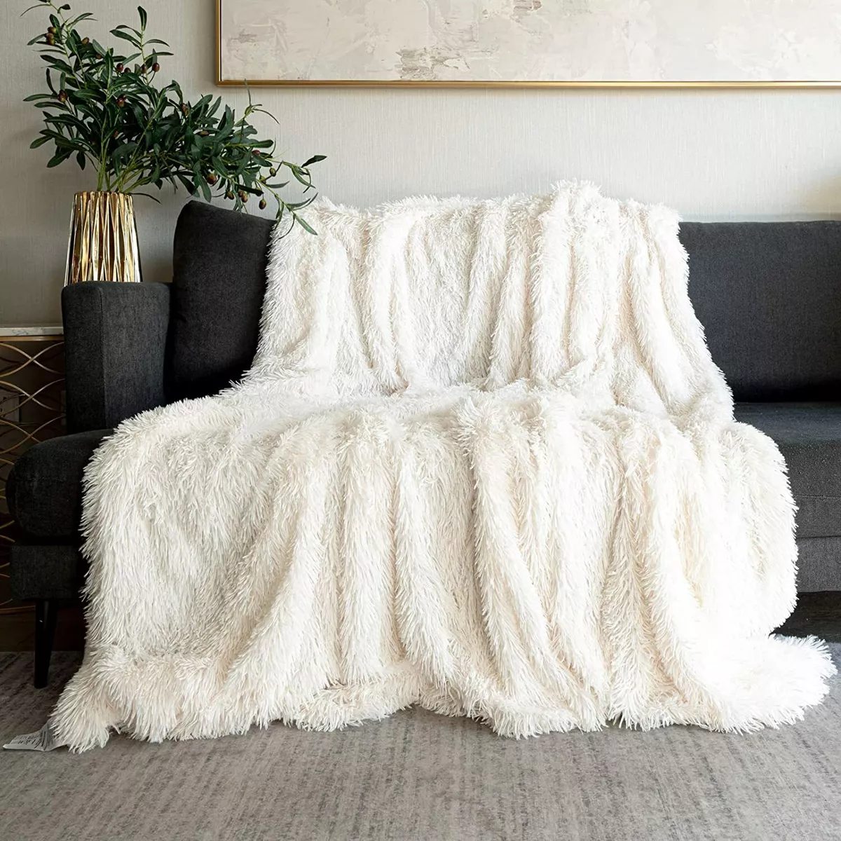 Throw Blankets for Bed,Fluffy Blanket 50 X 60 for Couch,Sofa,Faux Fur  Blanket