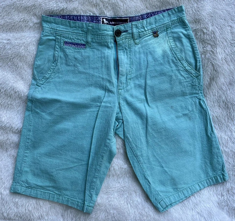 Pantalones Cortos Planos VANS Algodón Verde Espuma de Mar Ligeramente Texturizados Usados en Excelente Condición Moderna 30 Foto 3 de 4