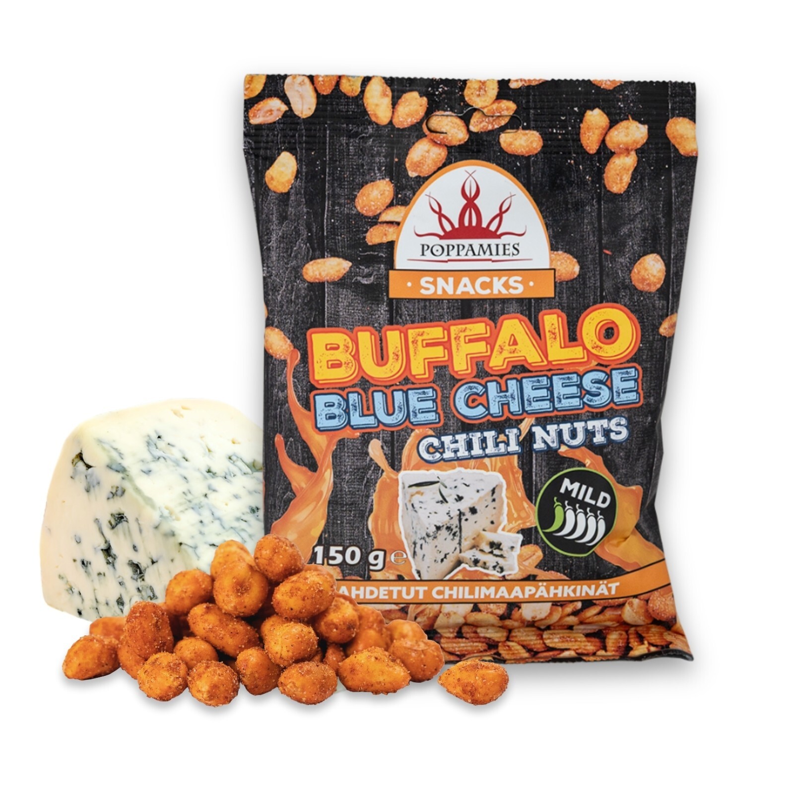 Buffalo Blue Cheese Chili Peanuts 150g | Mildly Spicy Crunchy Snack Rich Flavor