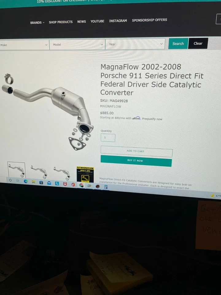 Convertidor catalítico ajuste directo MAGNAFLOW 49928 Porsche 911 2002-2008 49 estados Foto 3 de 4