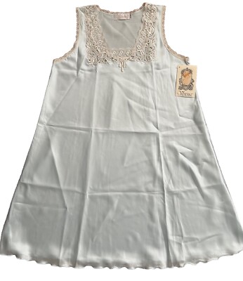 Verena Vintage Nightgown Sz Med Blue White Lace Sleeveless