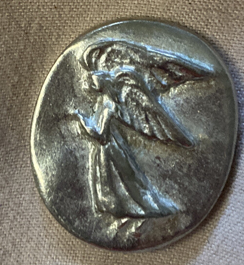 V K Angel Coin Meaning VINTAGE 3D GUARDIAN Angel Medallion Signed V+K