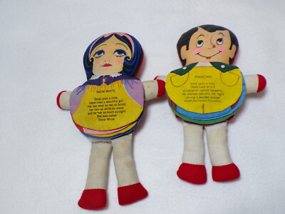Pair of ''Tell a Tale'' 10'' Vintage Rag Dolls. Snow White & Pinocchio
