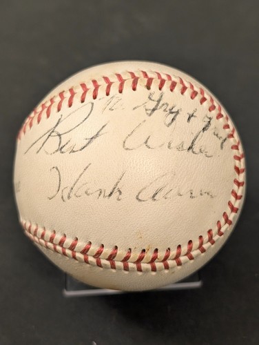 Hank Aaron HOF Braves Signed " Best Wishes " Baseball AUTO JSA LOA