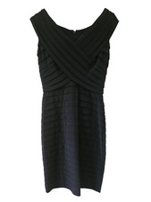 Adrianna Papell Cocktail Formal Dress Black with pleats 6P