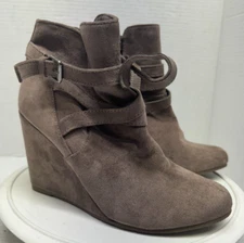 Steve Madden Women 8 39 Viceroy Faux Suede Wedge Heel Brown Booties Boots shoes