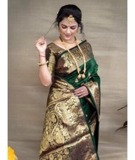 Women Paithani Silk Blend Saree With Blouse Piece