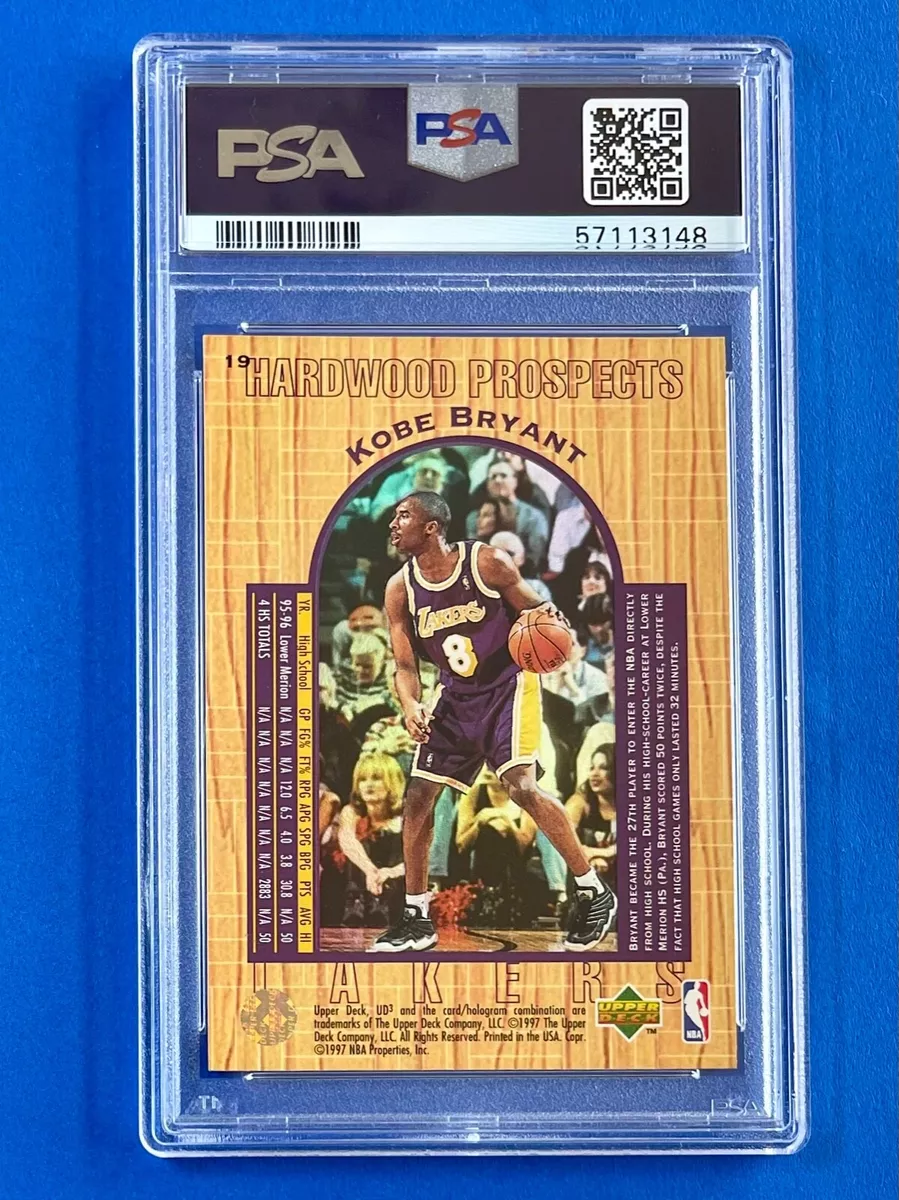 1996 UD3 Kobe Bryant Hardwood Prospects RC Rookie Card 19 PSA