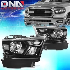 For 2019-2024 Ram 1500 OE Style Black Housing Clear Reflector Headlights Pair