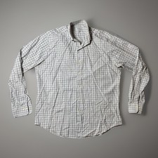 Peter Millar Long Sleeve Button Up Plaid Men  s Size Large White 100 Cotton