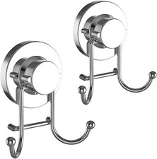 HOME SO Suction Cup Hooks for Shower, Bathroom, 4' wide x 4.5' height, Chrome