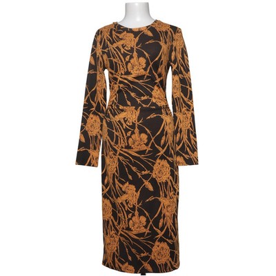 Zara, Kleid, Größe: M, Schwarz/Orange, Elasthan/Polyester/Viskose, Blumen #NFR