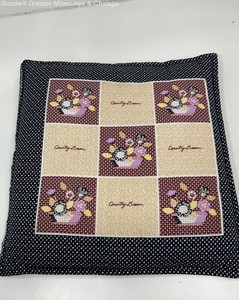 VTG Needlepoint Floral Throw Pillow Quilt Design Maroon Navy Blue Country Living