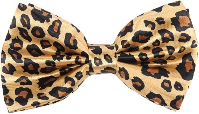 Pajarita de poliéster con estampado de guepardo de poliéster preatada color amarillo y negro para hombre Foto 4 de 4