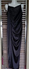 Nasty Gal, Special Occasion Dress Size 14 Black Diamante side slit.