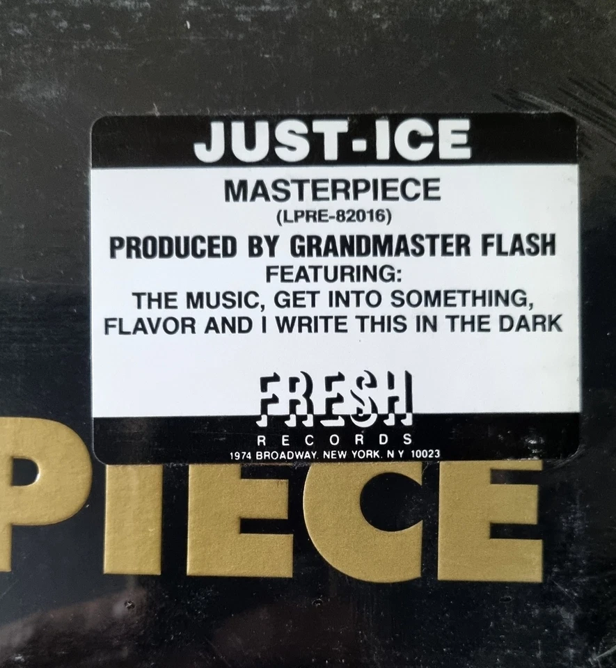 Just-Ice – Masterpiece (Fresh Records) 1990 SEALED LP Import Grandmaster Flash - Image 2 of 3
