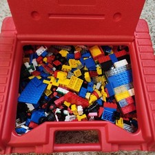 Vintage 1985 Red LEGO Carrying Case Filled With Assorted Pieces Bulk Lot