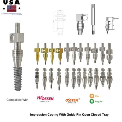Open Closed Tray Impression Coping Guide Pin For Hiossen ET/OSST TS Mini/Regular