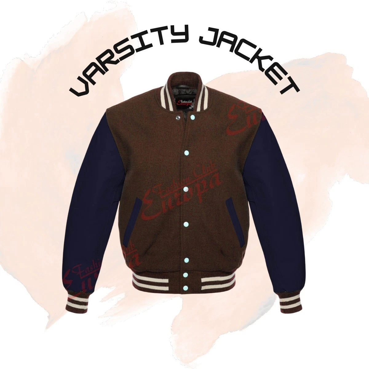 Men's Varsity Bomber Baseball Letterman College Jacket Wool & Leather Sleeves