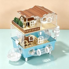 Hamster Cage Acrylic Hamster Habitats with Running Wheel Tunnels for Pet Mice