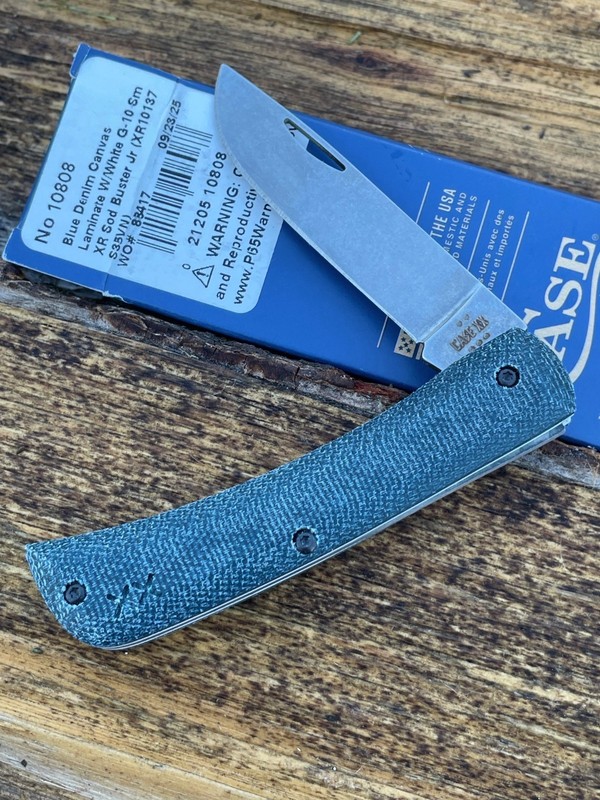 CASE XX * 2025 CROSSROADS BLUE DENIM W/WHITE G-10 XR SOD BUSTER JR KNIVES