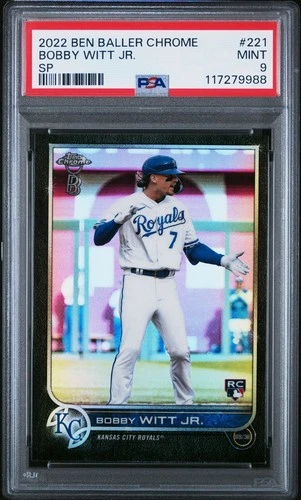 Topps 2022 Chrome Ben Baller Bobby Witt Jr. #221 Rookie SP Base PSA 9