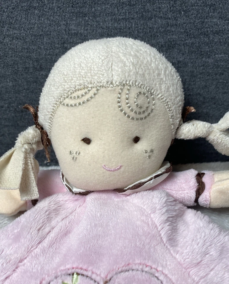 Carters Dulce Bebé Niña Lovey Muñeca Sonajero Rosa Marrón Satinado Seguridad Manta Juguete Foto 2 de 4