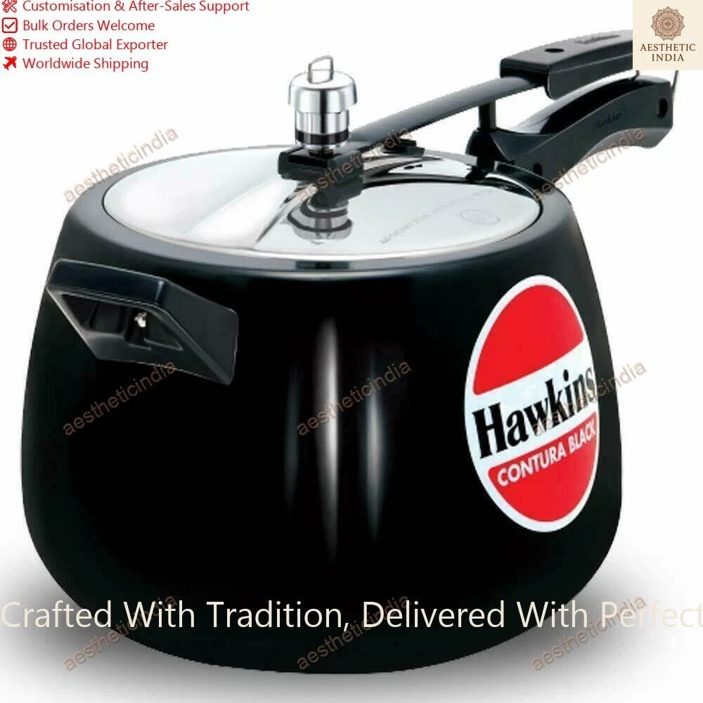 Hawkins Pressure Cooker 4 Liters Contura Hard Anodised Aluminium Black