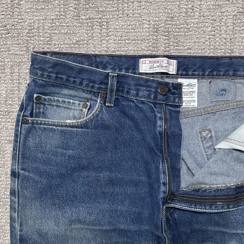 Винтажные мужские джинсы Levi Strauss 34x32 обычный крой фирменная джинсовая ткань синий средний размер - Изображение 3 из 4