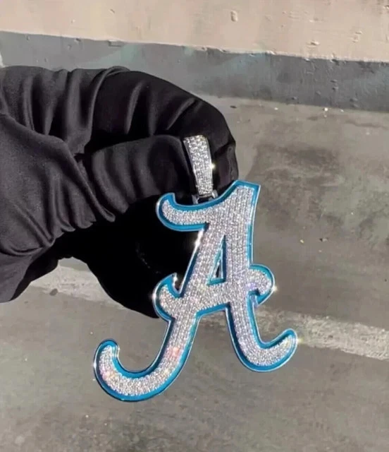 2.50Ct Lab Created Diamond Custom Initial Letter Pendant 14K White Gold Plated - Image 3 of 4