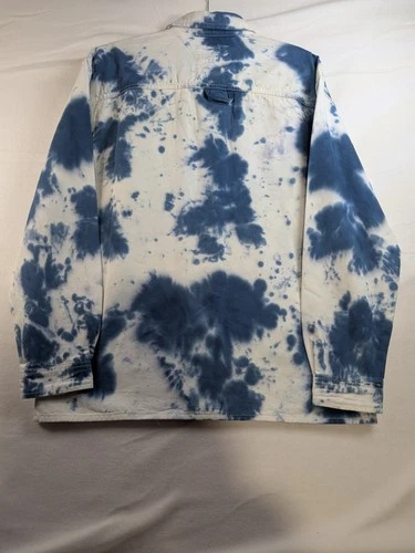 Forever 21 Men's Blue White Tie-Dye Button Front Shacket Jacket Size S image 8