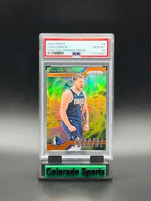 LUKA DONCIC 2024-25 Panini Prizm Fractal #4 Orange Prizm 41/49 PSA 10 Gem Mint