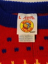 Vintage 80s 90s Winnie The Pooh Knit Sweater Sz L 24M