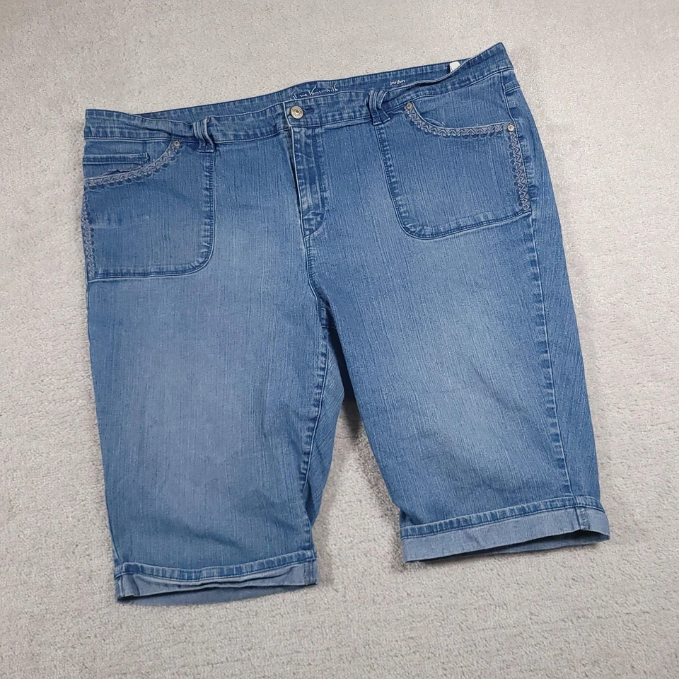 Gloria Vanderbilt Jeans Shorts Womens 24W Blue Denim Embroidered Pockets Bermuda - Image 2 of 4
