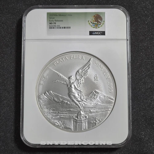 2025 Mexico Silver Libertad Kilo Kg NGC MS 70 Early Releases ER