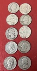 LOT OF 10  WASHINGTON SILVER QUARTERS 1936-1964
