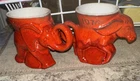 Pair  1976 Frankoma Mug RED Elephant Donkey Democrat Republican Pottery Cup