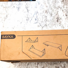 BAYKA 3 Pack Wall Mount Floating Shelves White Wood w/ Black Brackets Asst. size