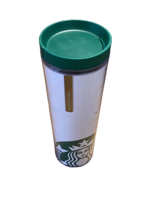 2013 Starbucks Travel Tumbler 16 oz Plastic White Mug Green Siren Mermaid Logo