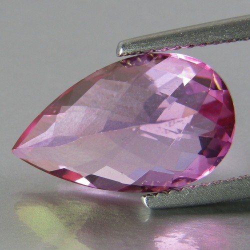 5,92 Karat atemberaubendes Feuer natürlicher rosa Topas 15x9 mm Birnenschachbrett geschnittener Edelstein RF-VDO - Bild 2 von 4