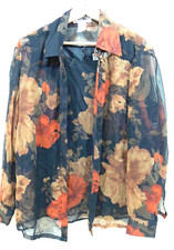 NEW/NWT Vintage Old Stock Bob Mackie 2 PC Silk Womens 14W XL Blouse/Shirt Floral