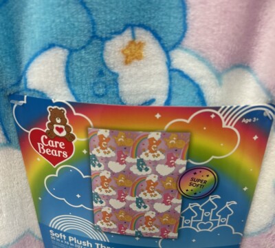 RARE VIRAL Pink Care Bear Throw Care Bear with Rainbow And Clouds  50x70