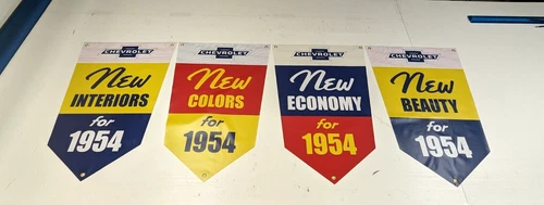 '54 Chevrolet Lot of 4 Vintage Style Dealer Promo Banners Chevy 1954 Set