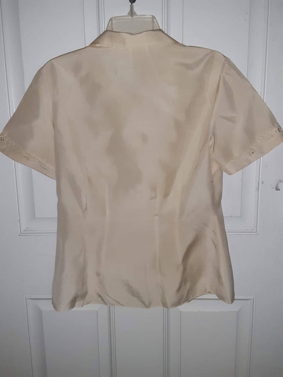 Blouse Vintage Lady Hathaway Sz. 36 Beige Embroidered