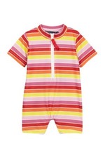 Toobydoo Infant Toddler 12-18M Pink 1 Pc Bodysuit Rash Guard Swimsuit Stripe